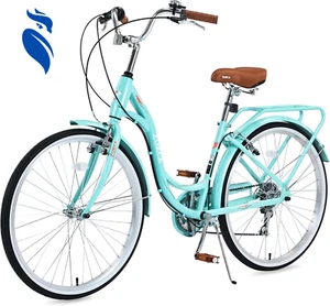 Womens Beach Cruiser Bike 7 Speed Bicycles for Women Commute Beach Bikes 26 Inch - Picture 1 of 12