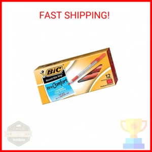 BIC Round Stic Grip Xtra Comfort Ballpoint Pen, Medium Point (1.2mm), Red, 12-Co - Picture 1 of 2