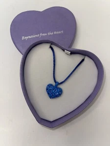 Expessions From The Heart Swarovski Crystals Blue Metal Heart Necklace Box - Picture 1 of 4
