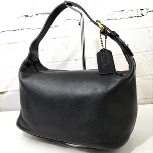 Vintage Coach 4145 Handbag Black Leather From Japan Authentic Gold Fittings - Picture 1 of 9