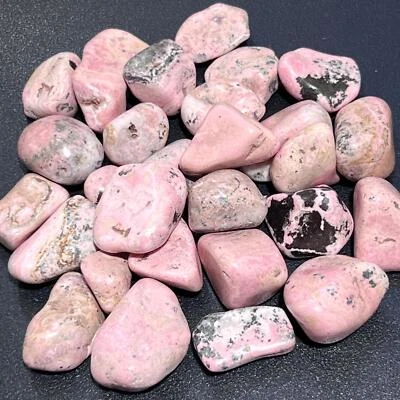 Pink Rhodonite Tumbled Stones (By The Piece or Pound) Bulk Wholesale Lot - Image 1 of 4