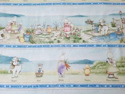 Best Friend Bunnies by the Bay BTY VIP Exclusive Blue Scenic Stripe - Image 1 of 3