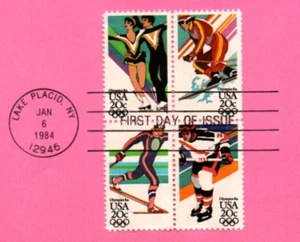 USPS FDC First Day Cover Souvenir Sheet Winter Olympics Block Of 4 Scott #2070A - Picture 1 of 2