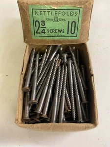 Box Steel Countersunk Screws 2 3/4" x 10 Nettlefolds GKN Slotted Full Box of 144 - Picture 1 of 24