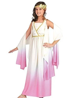 VESTIDO DE DIOSA ROMANA GRIEGA ROSA MARFIL DORADO para niña Mediano (8-10) Foto 1 de 3
