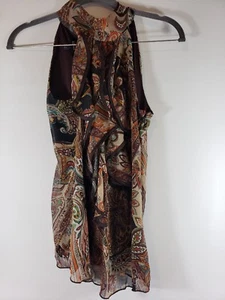 Women's IZ BYER Multi Color Paosley Sleeveless Dressy Blouse Top Size Small - Picture 1 of 6