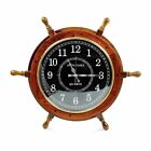 18" Wooden Ship Wheel Wall Clock Black Nautical Wall Hanging For Home Decor Gift