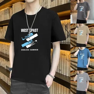 T-shirt uomo traspirante stampata girocollo manica corta casual top per estate - Picture 1 of 20