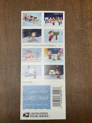 IMPERF  SC# 5030b (5021-30) - 2015 -A Charlie Brown Booklet Pane of 20 Stamps - Image 1 of 2