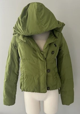 Chaqueta acolchada de poliéster con capucha para mujer Abercrombie & Fitch Like Green XS Foto 1 de 4