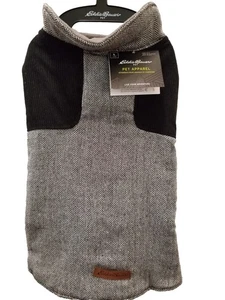 Giacca cane invernale foderata in pile per animali domestici Eddie Bauer GRANDE nero bianco spina di pesce nuova con etichette - Foto 1 di 11