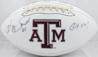 凯文·史密斯亲笔签名德克萨斯 A&M 标志足球带 Gig 'Em- 球衣来源正品 — 第 1/4 张图片