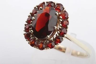 Garnet Ring 585 14K Yellow Gold Size 62 Top Foto 1 de 4