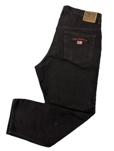 Pantalones de mezclilla holgados vintage Polo Ralph Lauren para hombre 36x30 negros pierna recta - Imagen 1 de 7