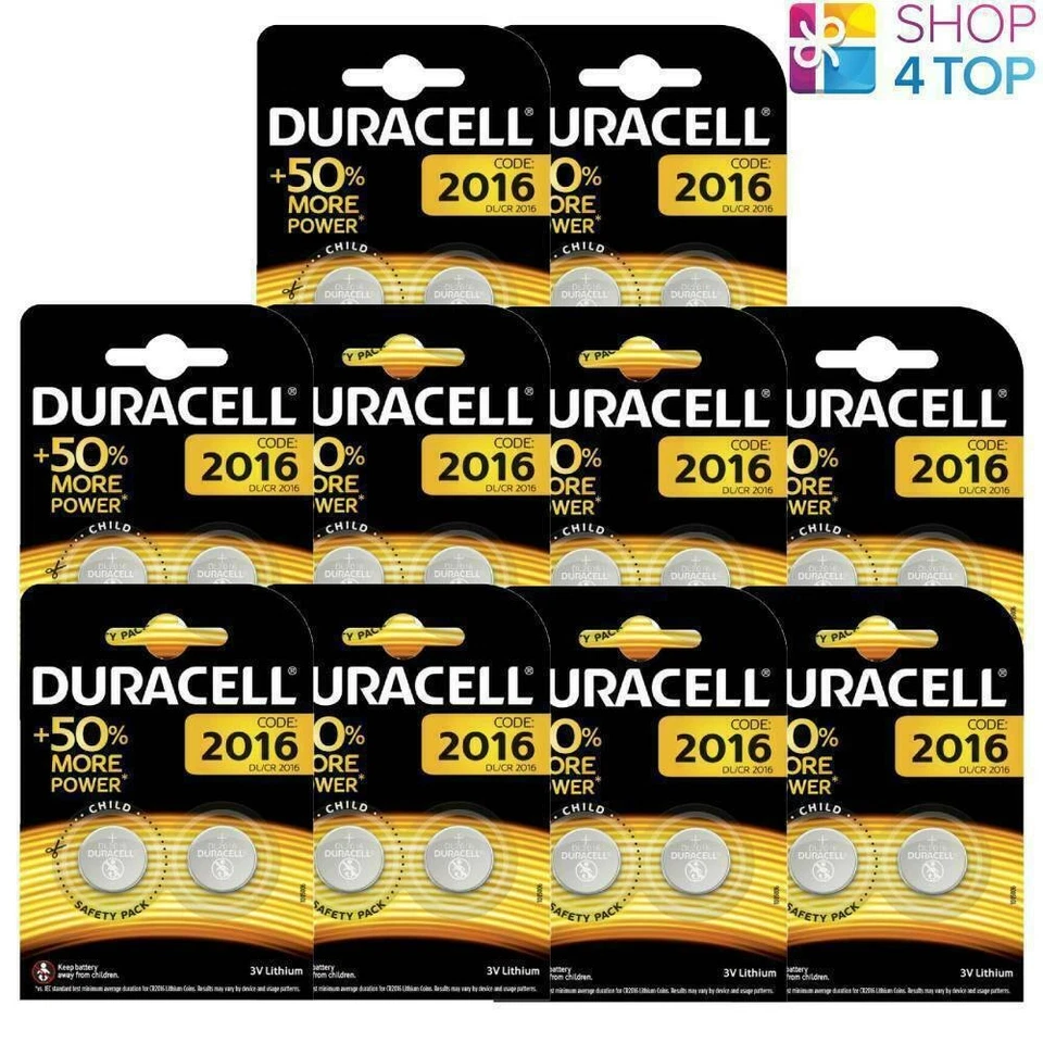 20 Duracell Cr2016 Lithium Batteries 3V Button Cells Dl2016 Ecr2016 New - Image 1 of 1