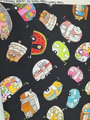 Trailer Toss Loralie Harris For Loralie Designs 3 YARD UNCUT Fabric Camping RV  - Image 1 of 4