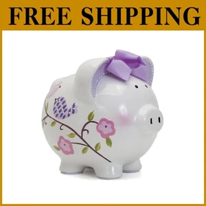 Hand-Painted Ceramic Piggy Bank - Girls' Money Box - Picture 1 of 9