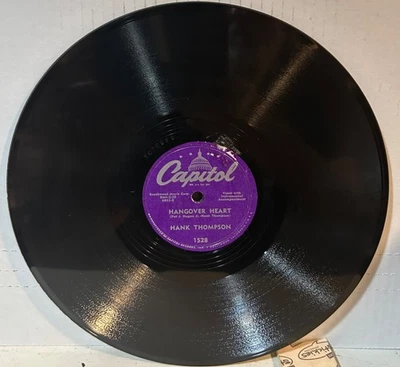 HANK THOMPSON CAPITOL 1528 Hangover Heart/I Ain't Cryin' Over You E/ E 78 - Image 1 of 2