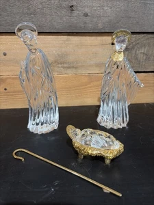 Gorham Kristall Millenium Krippe mit Goldakzenten Jesus Josef Maria 3-teilig - Bild 1 von 7