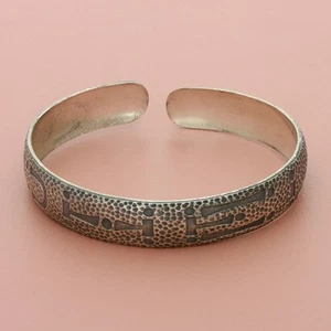 sterling silver vintage textured overlay cuff bracelet size 7in - Picture 1 of 4