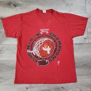 VINTAGE CHICAGO BULLS TEE 4 TIMES NBA CHAMPIONS 1996 Men's XL Red 72 wins READ - Picture 1 of 10