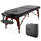 Portable Folding Massage Table Height Adjustable Spa Bed Beech Wood Face Cradle