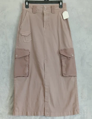 Goods for Life Mujer Junior Rosa Midi Larga Denim Falda Carga Bolsillos Talla 8 Foto 1 de 4