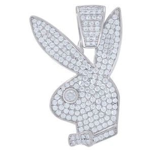 925 Sterling Silver Moissanite Playboy Bunny Pendant Unisex Charm 1.68 Ct - Picture 1 of 1