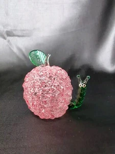 Rote Glas Apfel Grün Raupe Figur Mundgeblasen Glasfigur Lehrer Neu - Bild 1 von 8