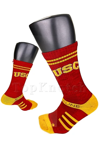 STRIDELINE Men's USC Trojans Premium Crew Socks - Red / Gold - One Size 8-12 Cover