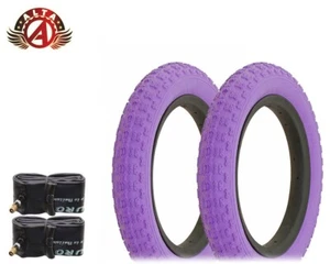 ALTA BICYCLE WIRE BEAD 12" 1/2" x 2 1/4" TIRE SET PURPLE COMP III BMX W/ TUBES. - Picture 1 of 1