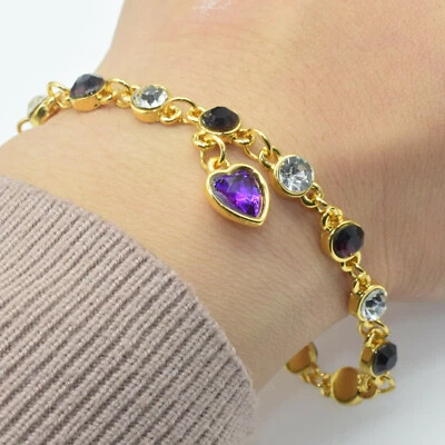 Mujeres Niñas Cristal Moda Joyería Chapado en Oro 18K Dije Pulsera Regalo Boda Foto 1 de 4