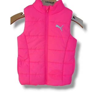 Puma girls hot pink zip-up puffer vest - xxs (3/4) - Picture 1 of 7