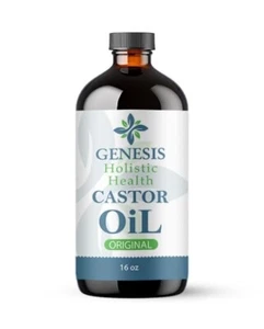 100% Authentic Genesis Organic Hexane Free 16oz Castor Oil in Glass Bottle - Picture 1 of 9
