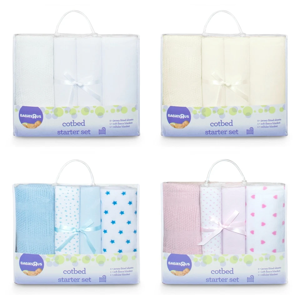 4pc Recién nacido Baby Boy Girl Cuna Cotbed Soft Fleece Cellular Blanket Starter Sets Foto 1 de 1