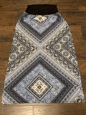 Apt. 9 Mujeres Azul Claro Paisley Maxi Recto PatZ Informal Ropa de Trabajo Falda Talla XL 3 Foto 1 de 4