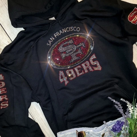 New San Francisco 49ers Hoodie Rhinestone Pullover Hoodie Sz Small - 5X Unisex Cover