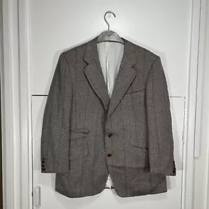 Giacca blazer Turnbull & Asser 100% cashmere marrone blu spina di pesce petto 42" - Foto 1 di 12