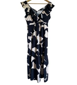 New! Versona A...Love Story Black Cream Floral Maxi Dress Cotton Blend Stretch R - Picture 1 of 12