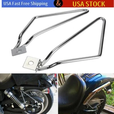 Chrome Motorcycle Saddlebag Brackets Support For Harley Sportster883 Dyna FatBob - Image 1 of 4