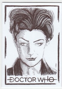 ACEO Art Sketch Card Michelle Gomez as Missy The Master Doctor Who Ink Drawing B