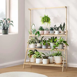 Livsip Plant Stand Outdoor Indoor Wooden Flower Pots Rack Corner Planter Shelf - Picture 1 of 10