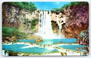 Postal Cascada Cascada El Salto San Luis Potosí México Bañistas De Colección - Imagen 1 de 4