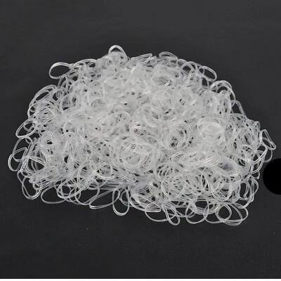 SOPHIE LTD. 250x MINI CLEAR HAIR ELASTICS Rubber Braiding Bands Braids Plaits Small Bands UK