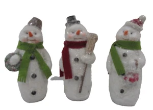 Set of Three Glitter Snowmen 4" Tall - Picture 1 of 6