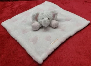 Blankets & Beyond Elephant Lovey Hearts White & Pink Plush Security Blanket  - Picture 1 of 5