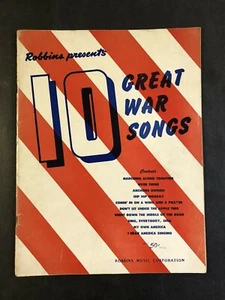 Robbins Presents 10 Great War Songs 1942 Vintage Sheet Music  - Picture 1 of 2