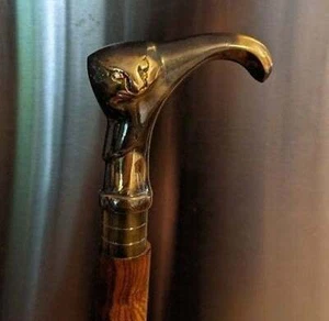 Ladies Choice RARE Antique Cat Handle Victorian Inlaid Wooden Walking Cane Stick - Bild 1 von 4