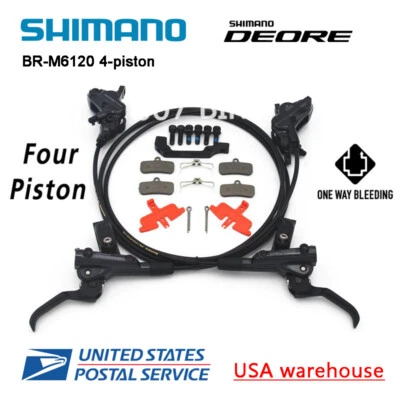 SHIMANO Deore BR-M6120 BL-M6100 Bike 4-Piston MTB Hydraulic Disc Brake Set (OE) - Image 1 of 2