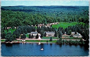 Postcard Haliburton Ontario Aerial View Wig-a-mog Inn Lake Kashagawigamog - Foto 1 di 2